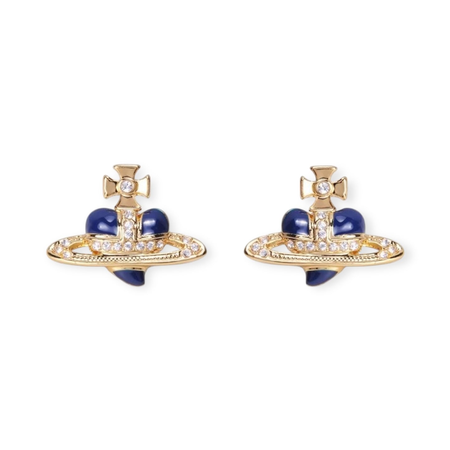 Mini Heart Orb Design Gold Earrings (7 Colors)
