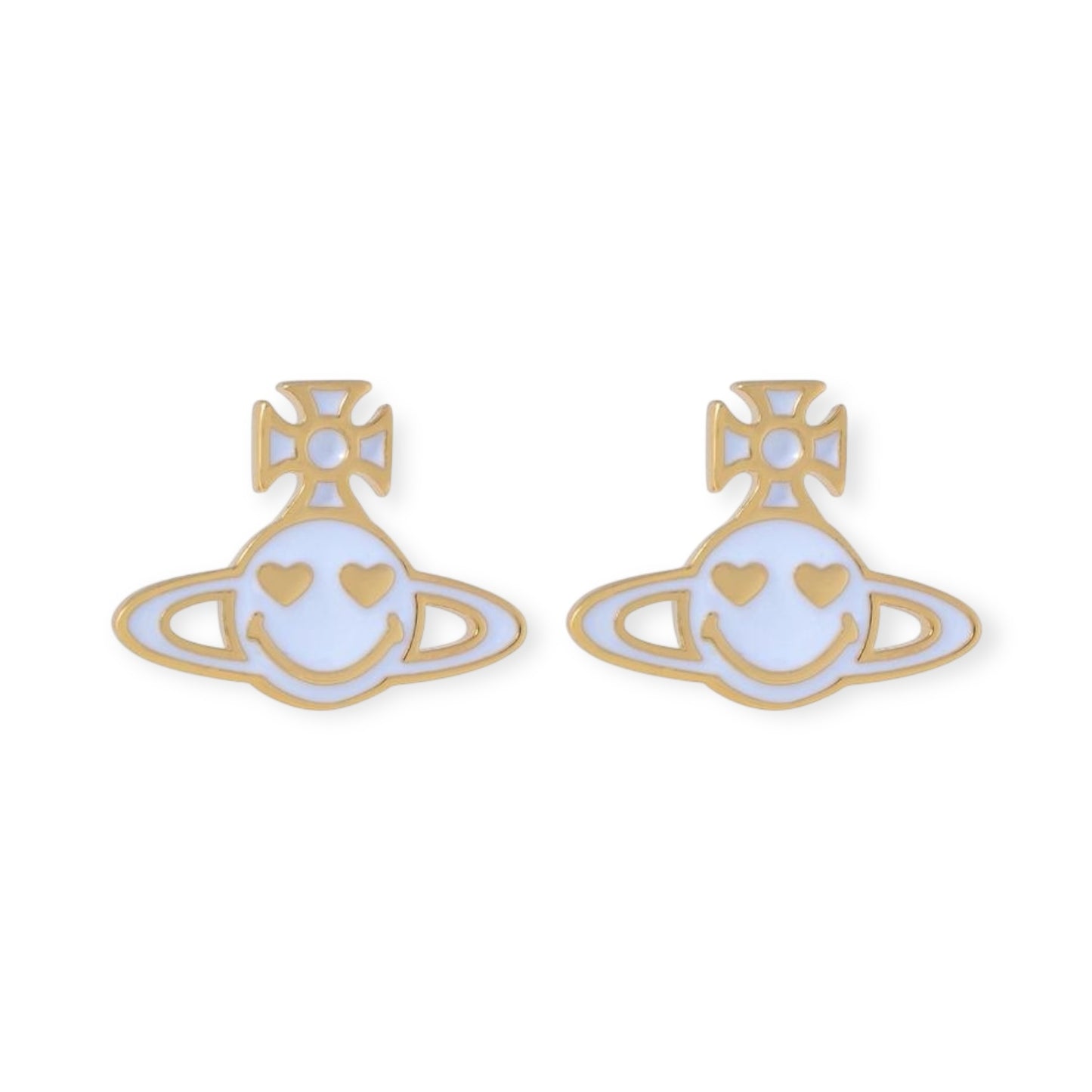 Smiley Face Heart Eyes Orb Pendant Earrings (3 Colors)