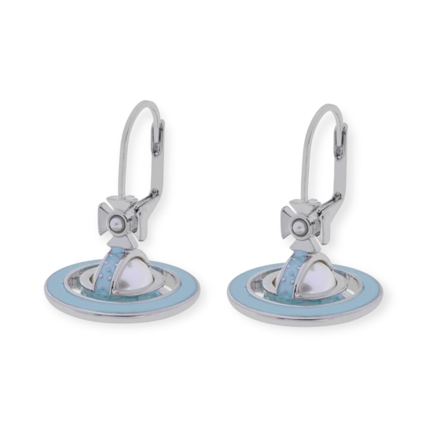 Mini Pearl Orb Hanging Pendant Colored Rim Design Earrings (6 Colors)