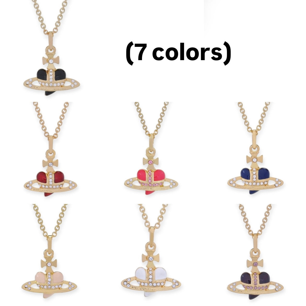 Mini Heart Orb Design Gold Chain Necklace (7 Colors)