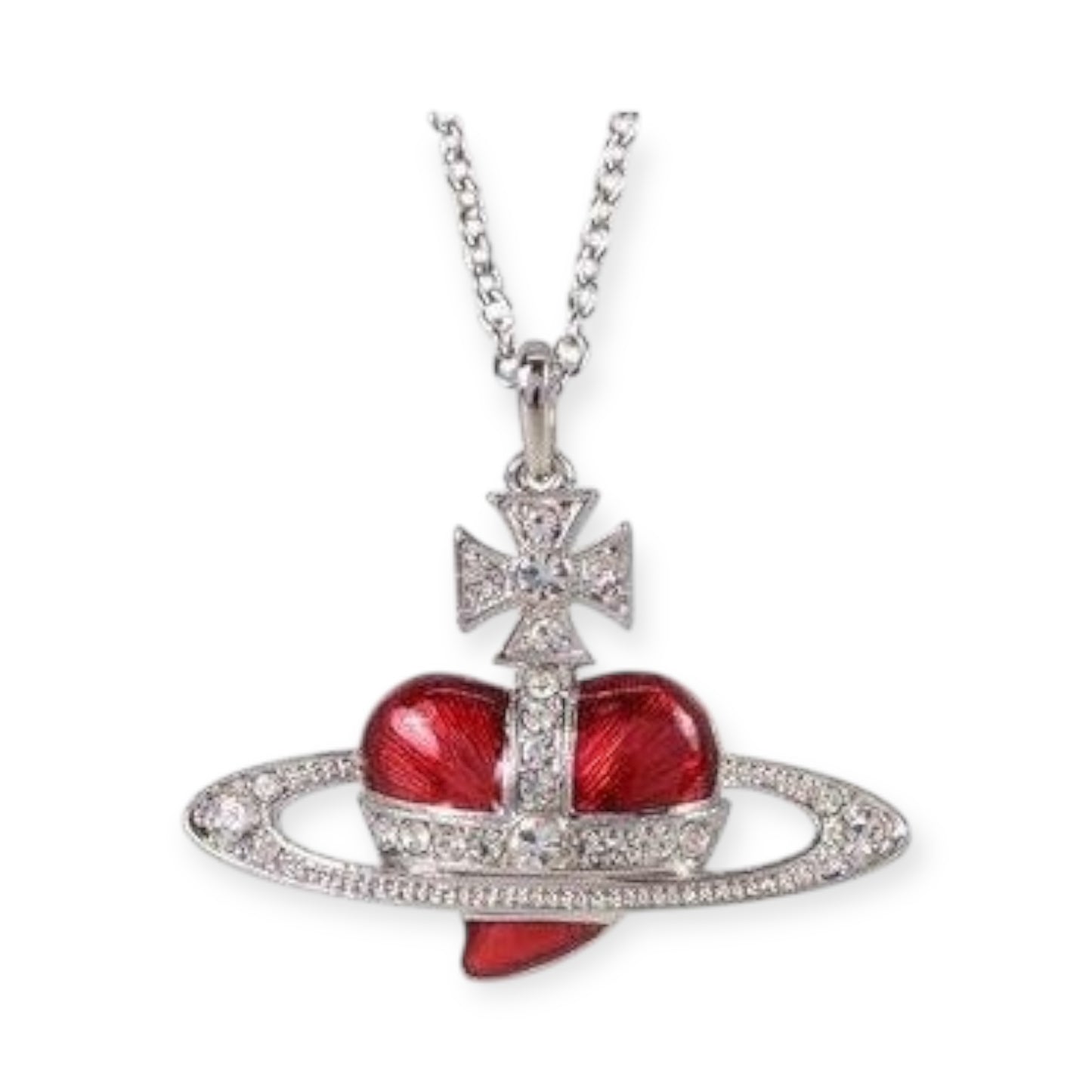 Heart Shape Planet Gem Orb Pendant Necklace (4 Colors)