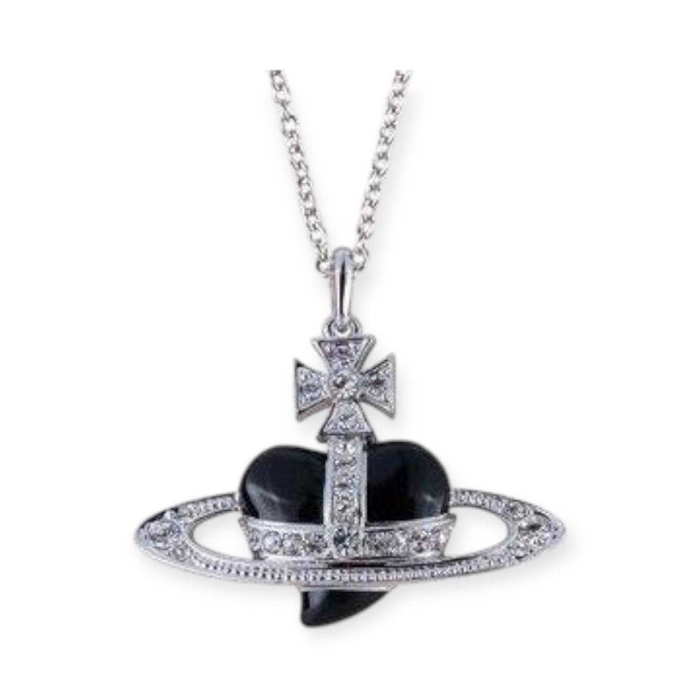 Heart Shape Planet Gem Orb Pendant Necklace (4 Colors)