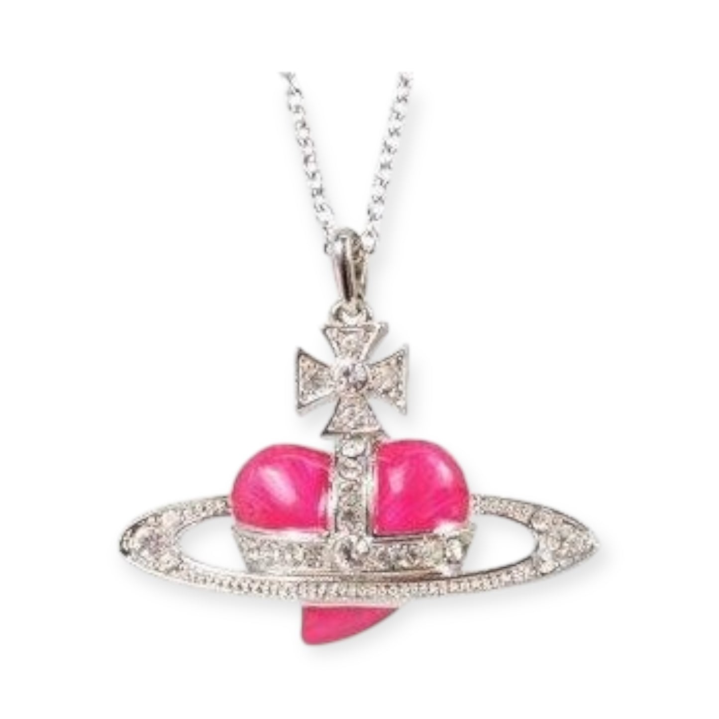 Heart Shape Planet Gem Orb Pendant Necklace (4 Colors)