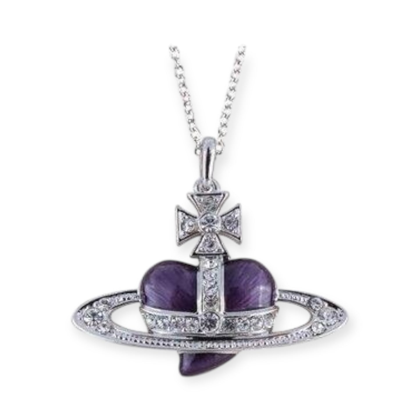 Heart Shape Planet Gem Orb Pendant Necklace (4 Colors)