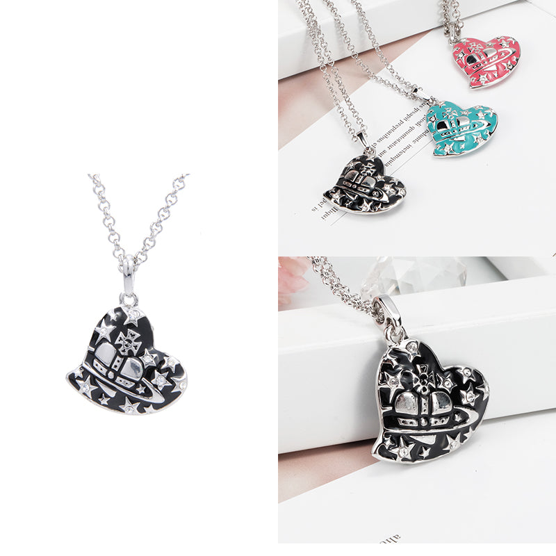 Heart Shape Asymmetrical Hanging Pendant Necklace (3 Colors)