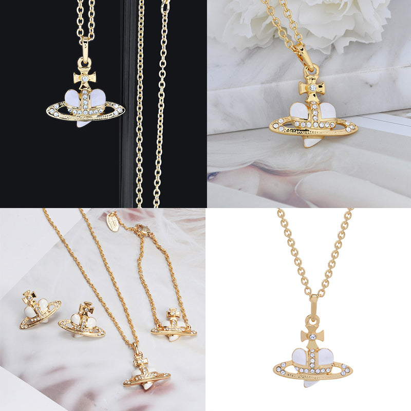 Mini Heart Orb Design Gold Chain Necklace (7 Colors)