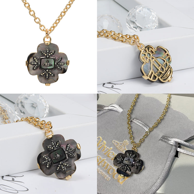 Clover Flower Design Pendant Gold Chain Necklace