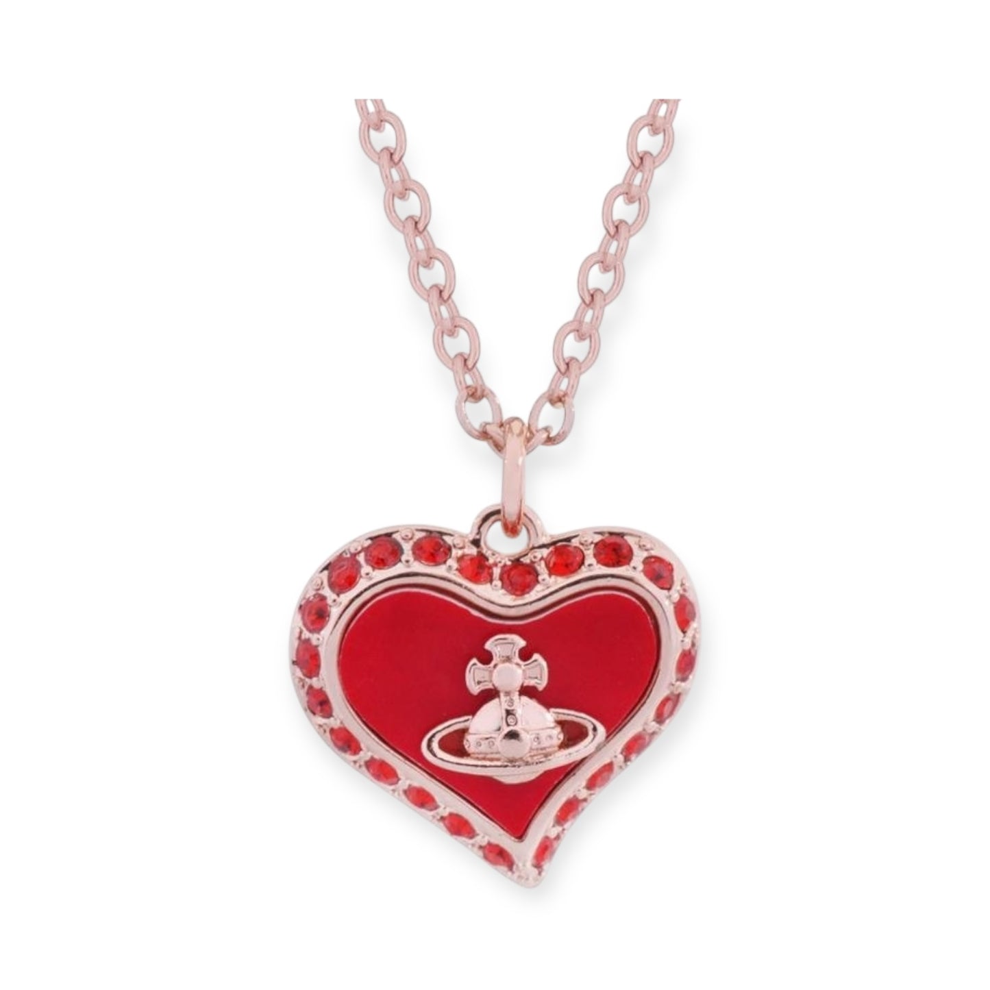Heart Shaped Plate Design Colorful Pendant Gem Studded Necklace (4 Colors)