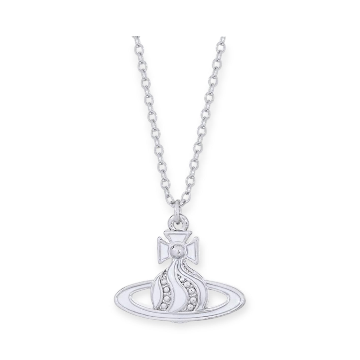 Gem Studded Swivel Pattern Orb Pendant Necklace (6 Colors)