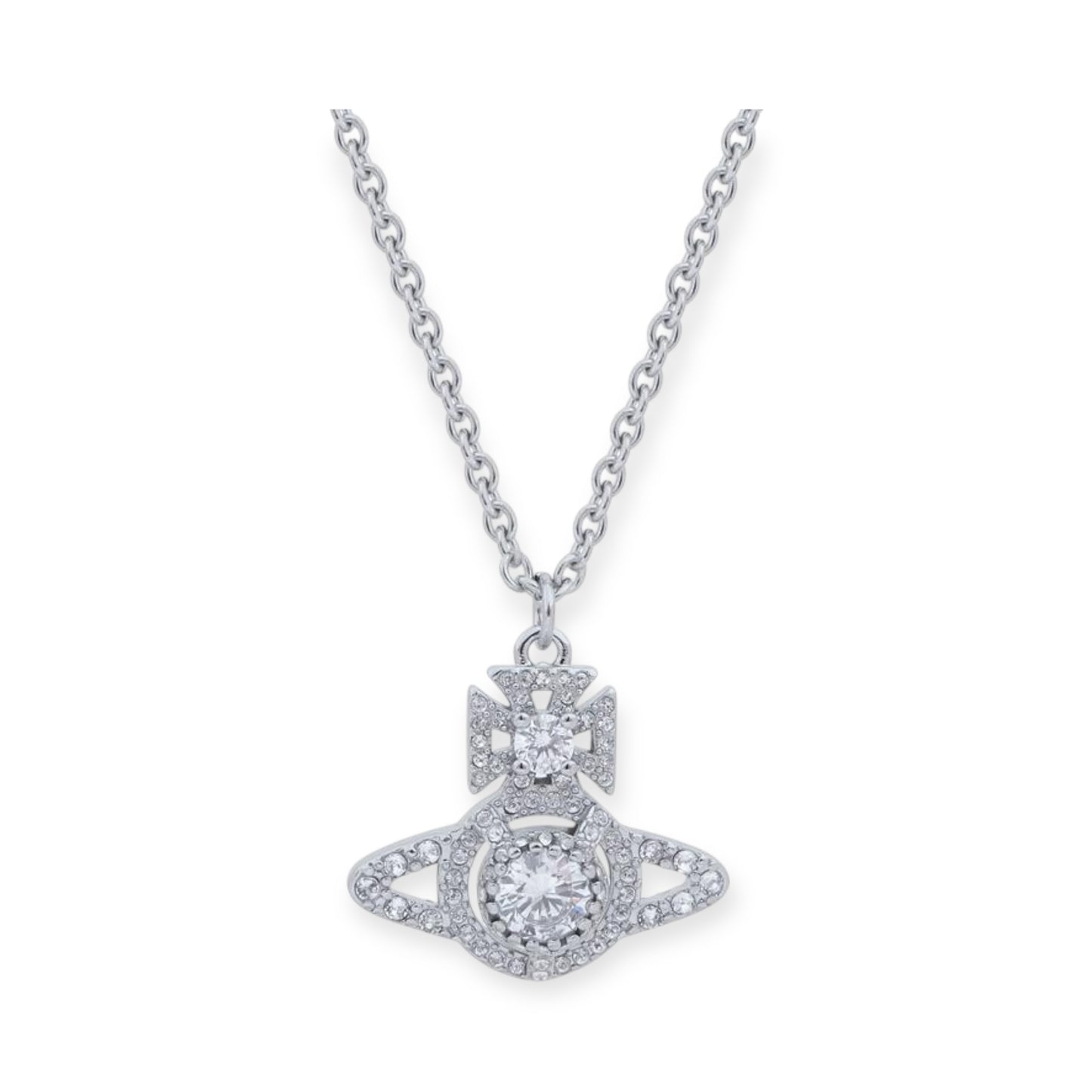 Gem Encrusted Chain Orb Pendant Necklace Gold & Silver (2 Colors)