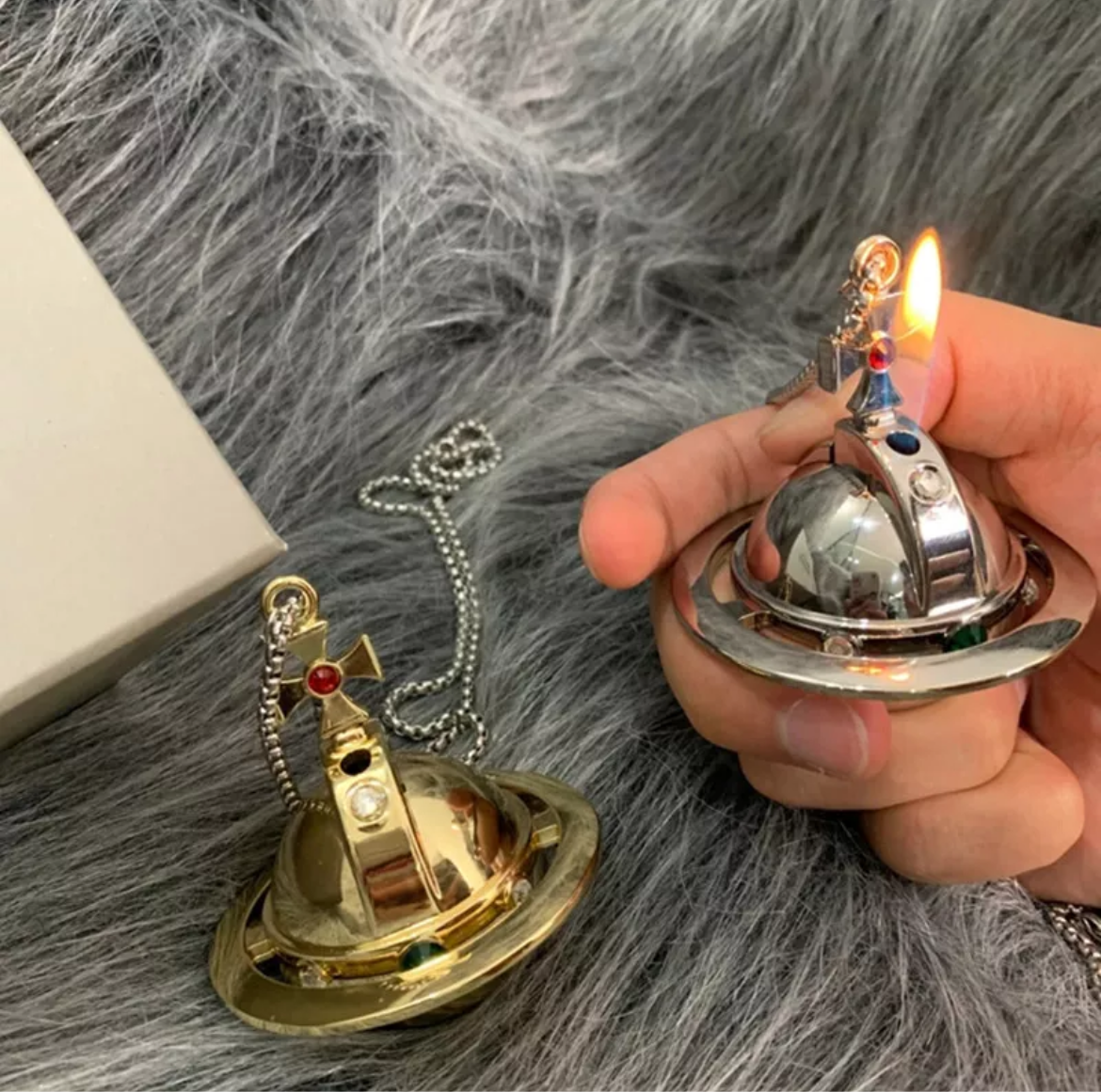 Shins Lighter Orb Necklace (Gold & Silver)