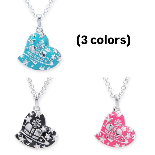 Heart Shape Asymmetrical Hanging Pendant Necklace (3 Colors)