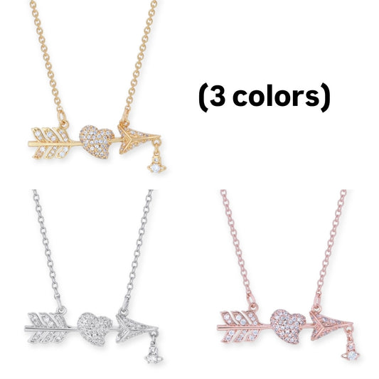 Studded Cupid Design Hanging Orb Pendant Necklace (3 Colors)
