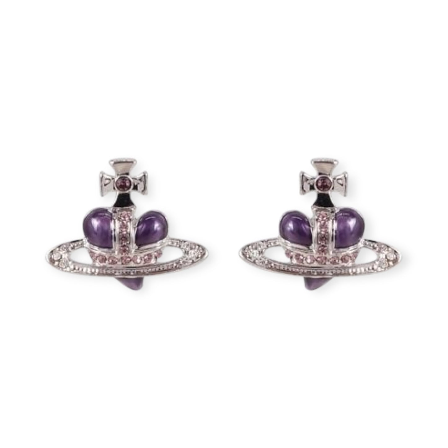 Mini Heart Orb Design Silver Earrings (5 Colors)