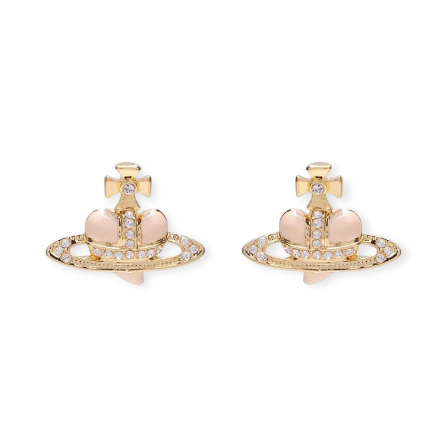 Mini Heart Orb Design Gold Earrings (7 Colors)