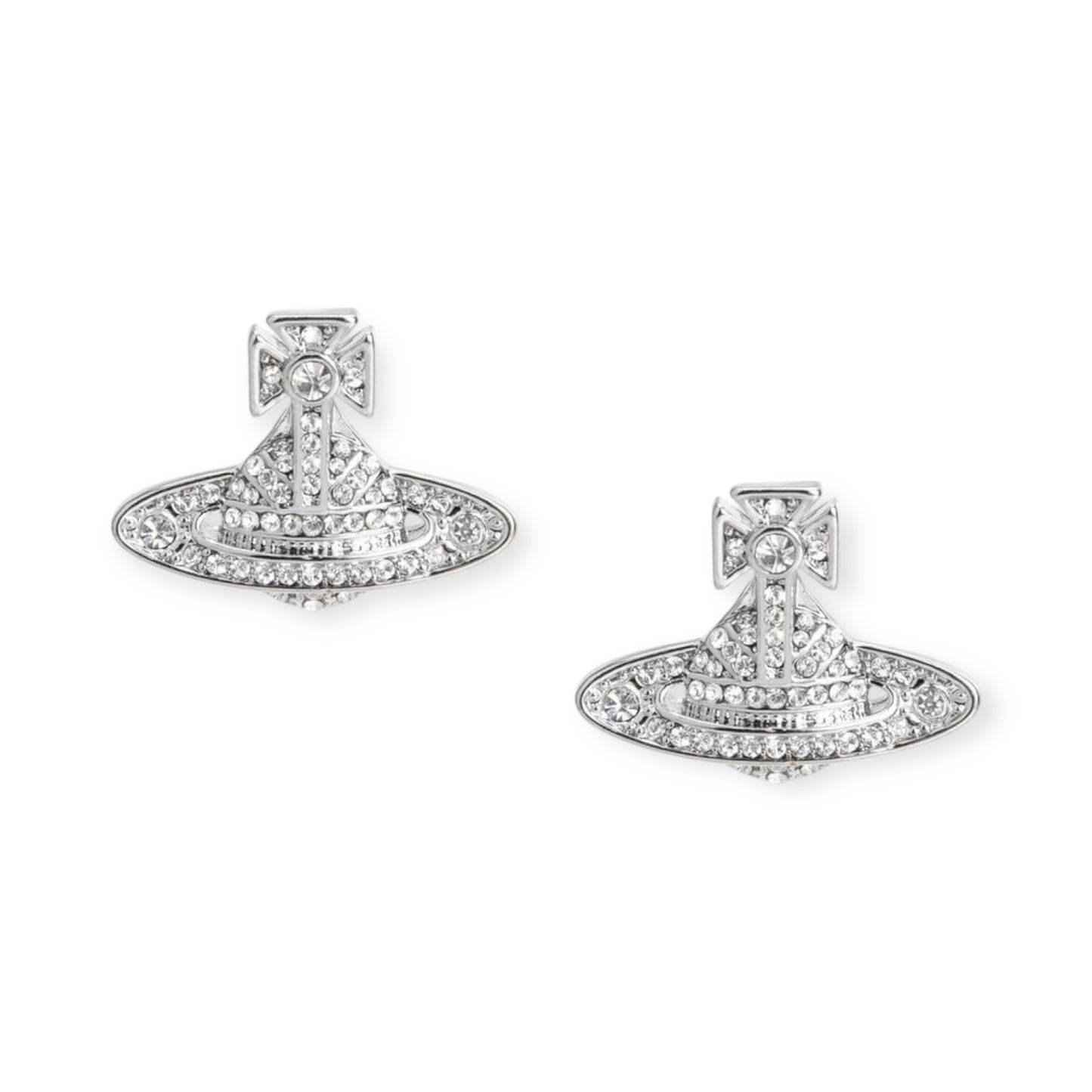Gem Studded Union Jack Orb Pendant Earrings (6 Colors)