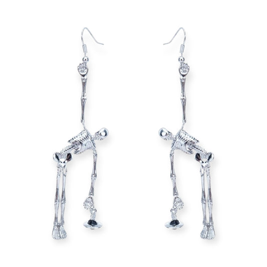 Skeleton Body Holding Orb Pendant Earrings (3 Colors)
