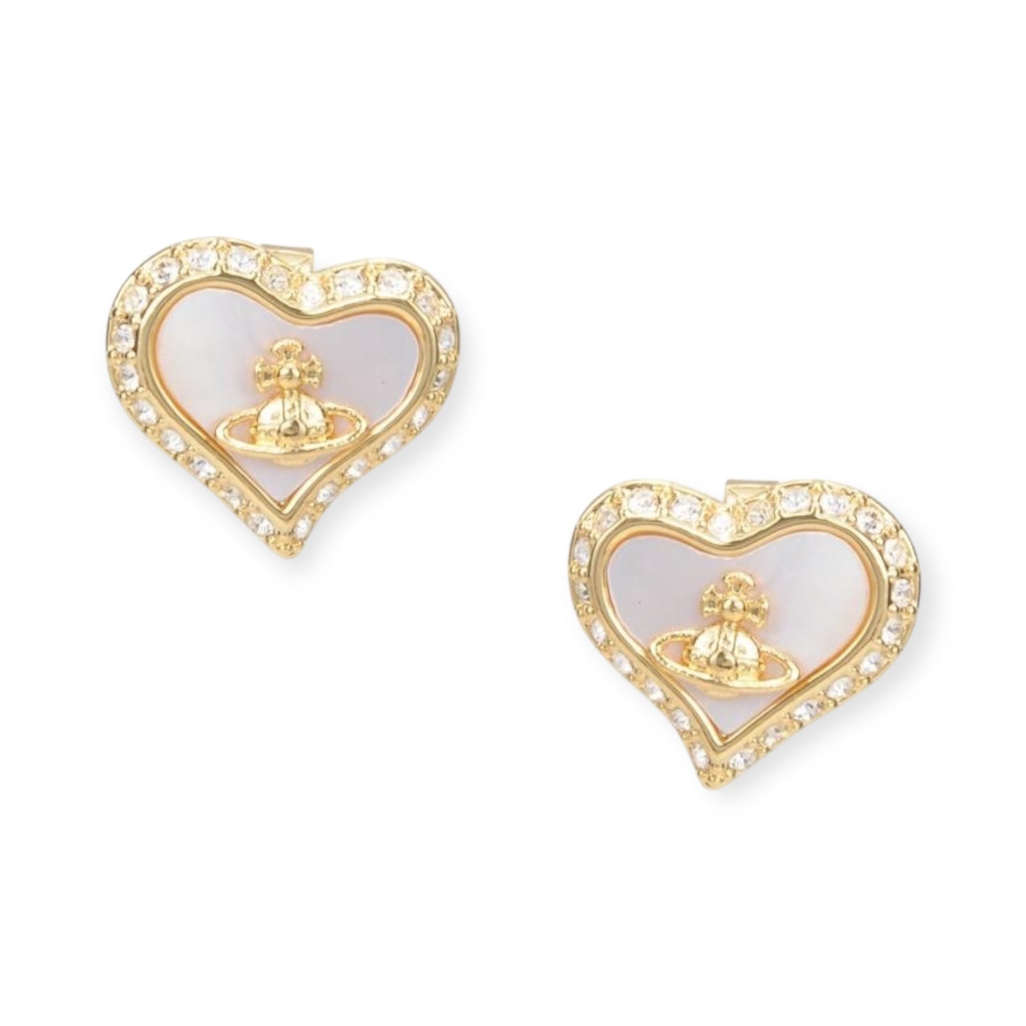 Heart Shaped Plate Design Colorful Pendant Gem Studded Earrings (4 Colors)
