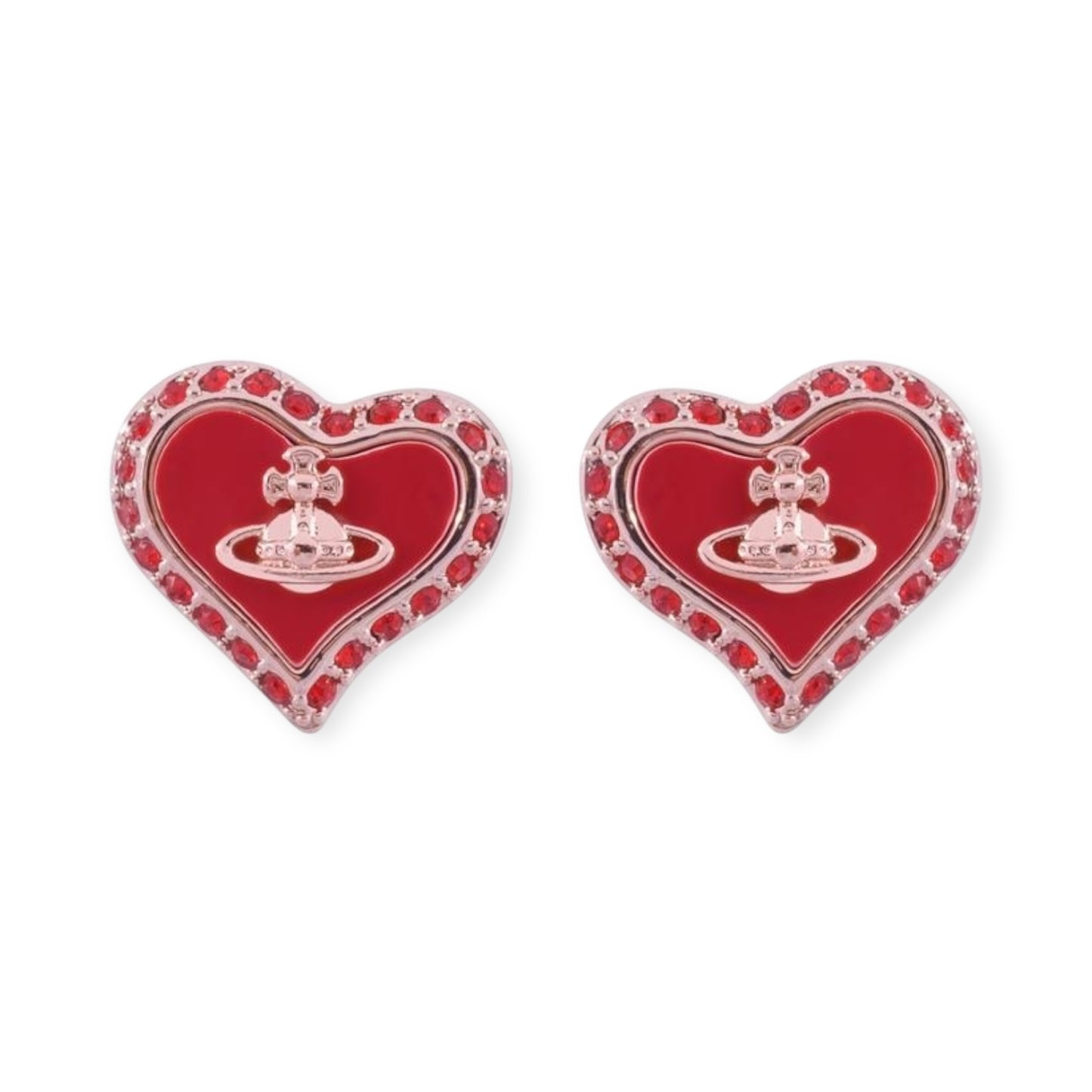Heart Shaped Plate Design Colorful Pendant Gem Studded Earrings (4 Colors)