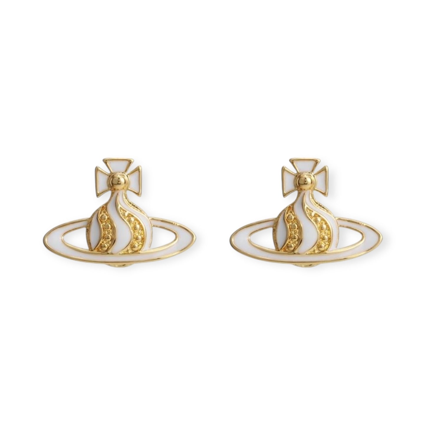 Gem Studded Swivel Pattern Orb Pendant Earrings (6 Colors)