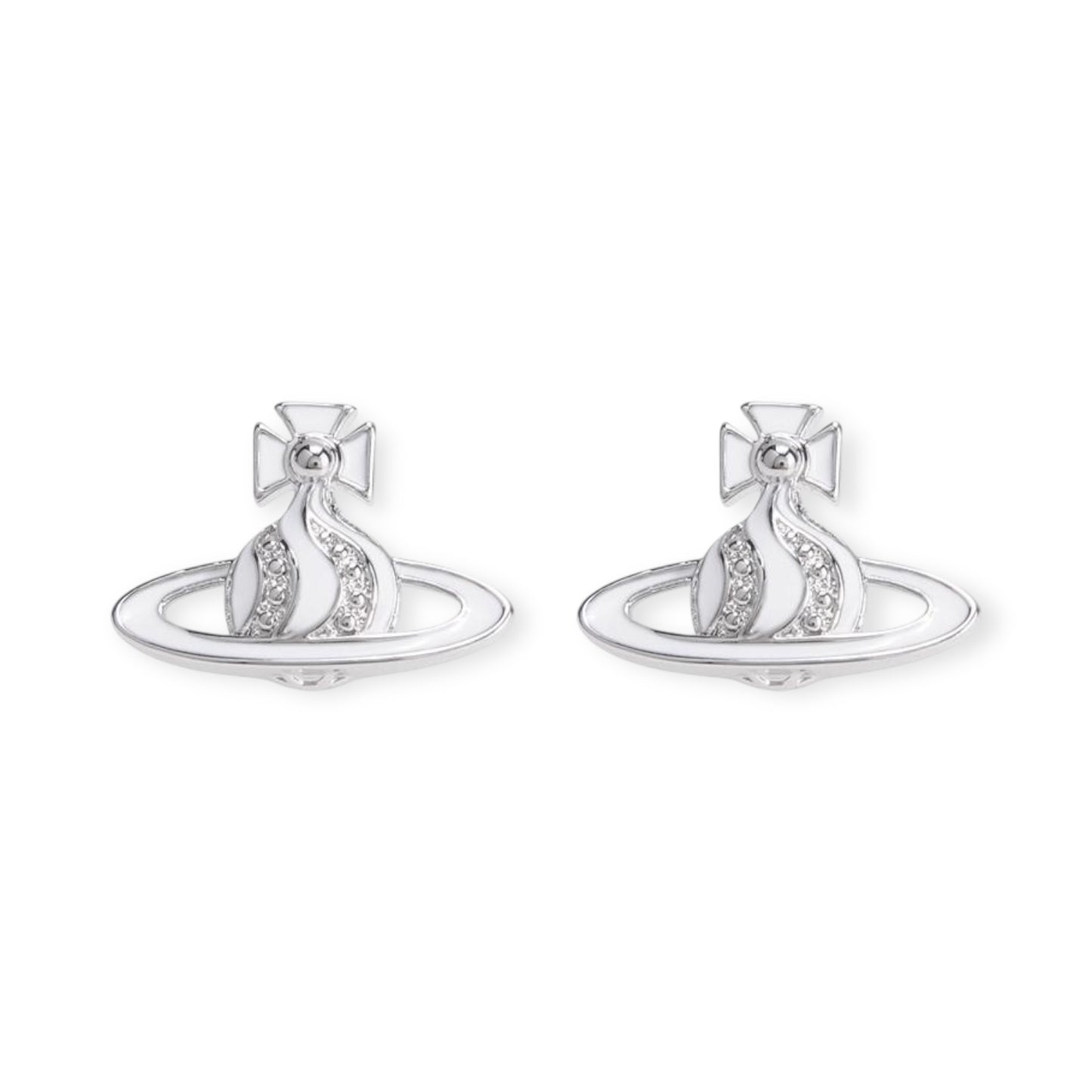 Gem Studded Swivel Pattern Orb Pendant Earrings (6 Colors)