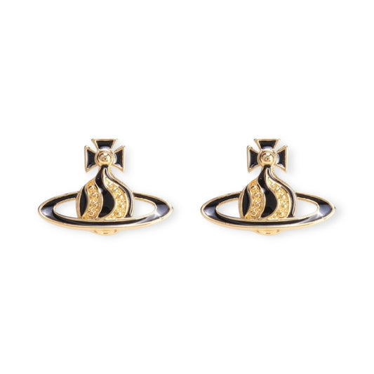 Gem Studded Swivel Pattern Orb Pendant Earrings (6 Colors)