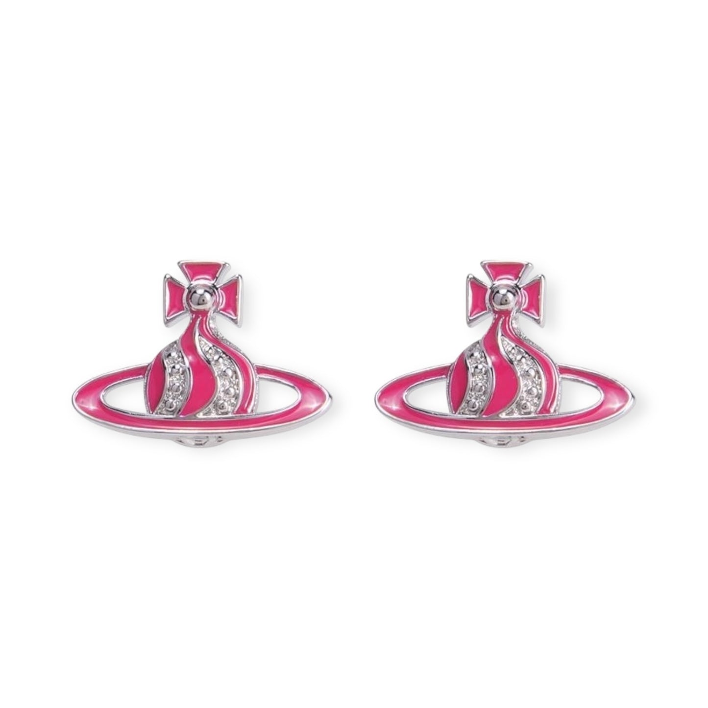 Gem Studded Swivel Pattern Orb Pendant Earrings (6 Colors)