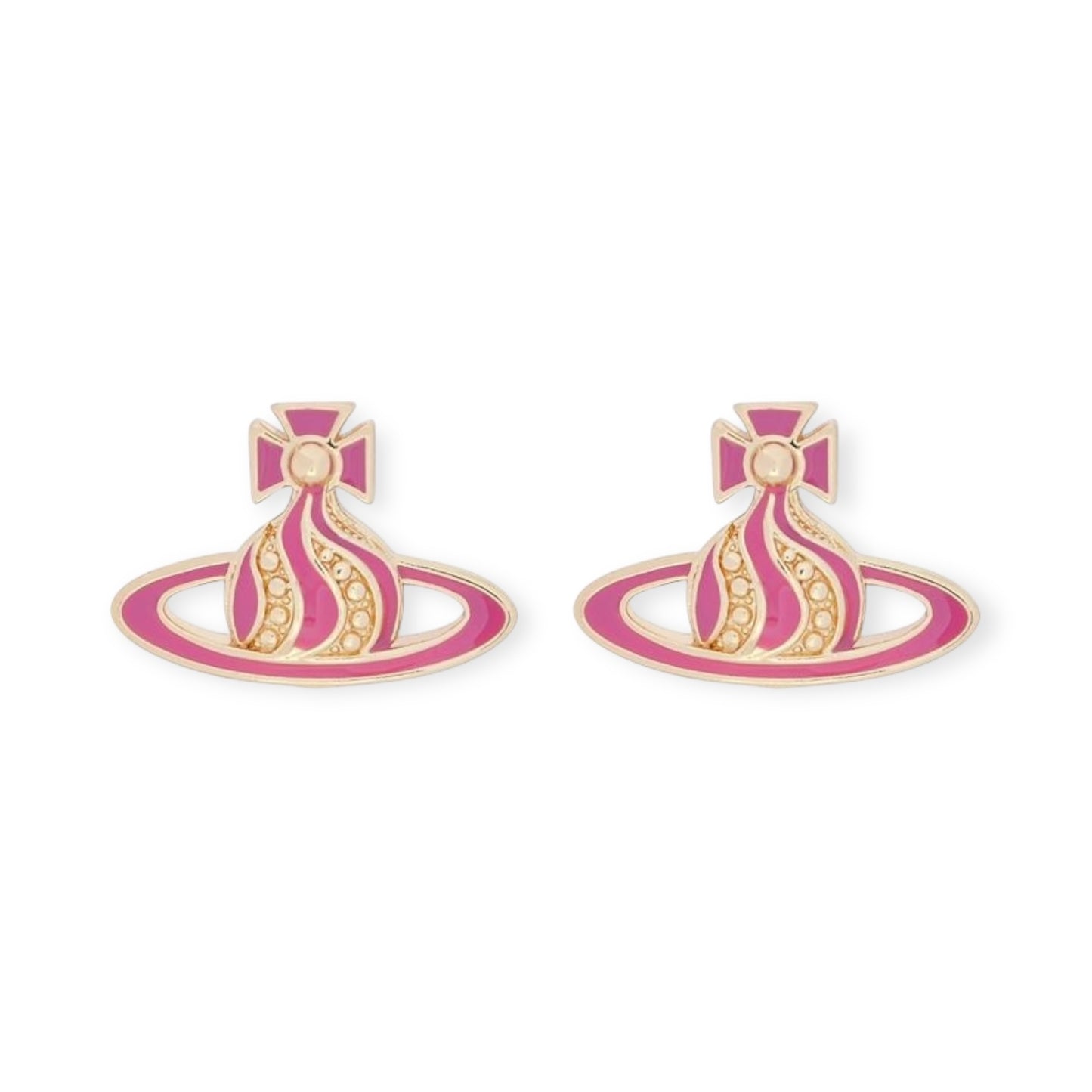 Gem Studded Swivel Pattern Orb Pendant Earrings (6 Colors)