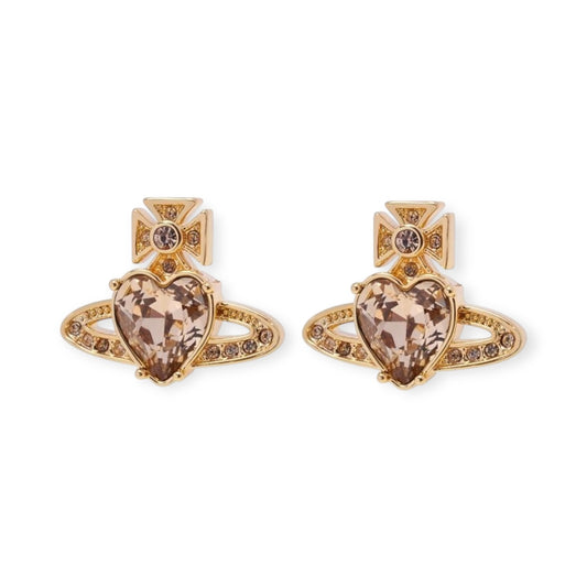 Princess Heart Shaped Gemstone Studded Orb 2D Pendant Earrings (5 Colors)