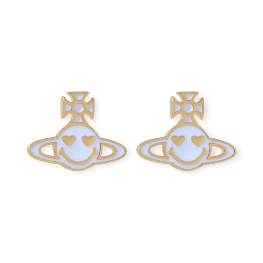 Smiley Face Heart Eyes Orb Pendant Earrings (3 Colors)