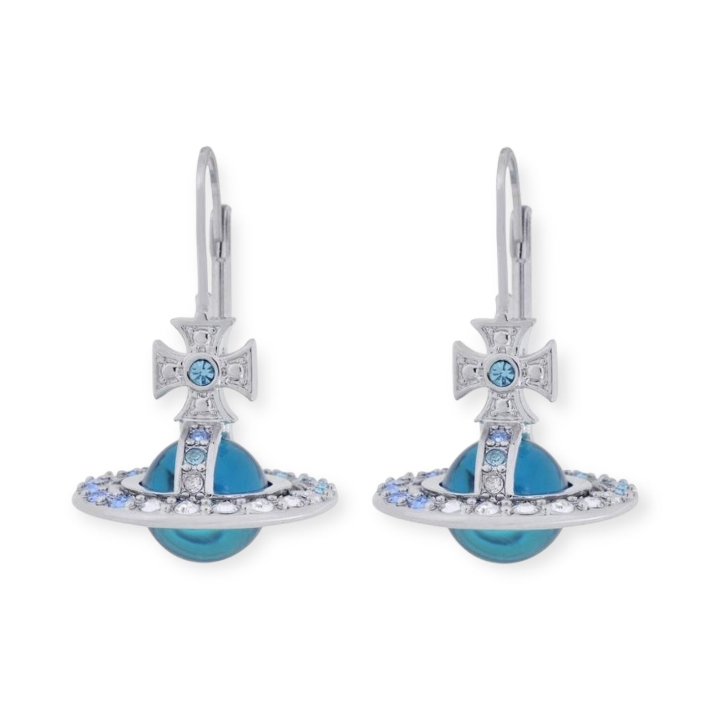 Multi Colored Gem Studded Rim Orb Pendant Earrings (2 Colors)
