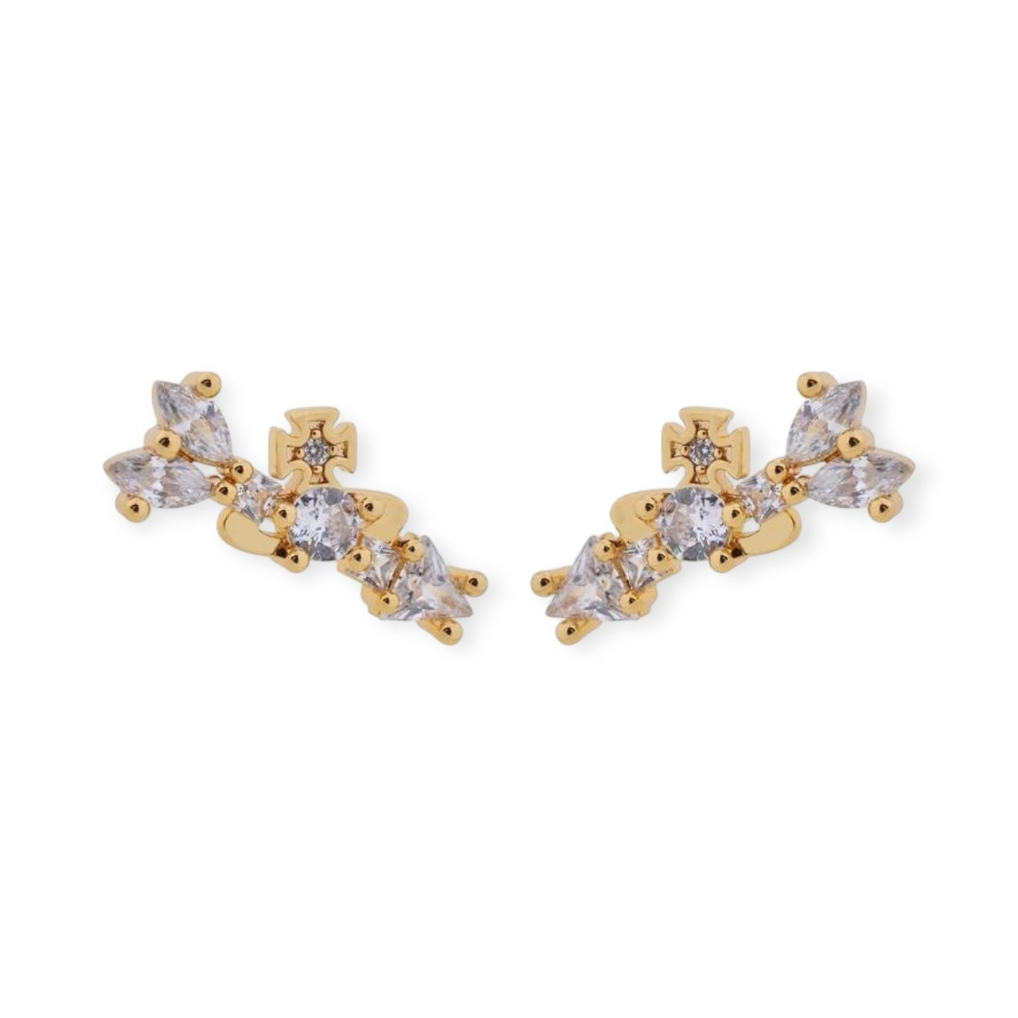 Multi Gem Abstract Arrow Design Pendant Earrings Gold & Silver (2 Colors)