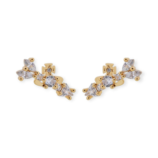Multi Gem Abstract Arrow Design Pendant Earrings Gold & Silver (2 Colors)