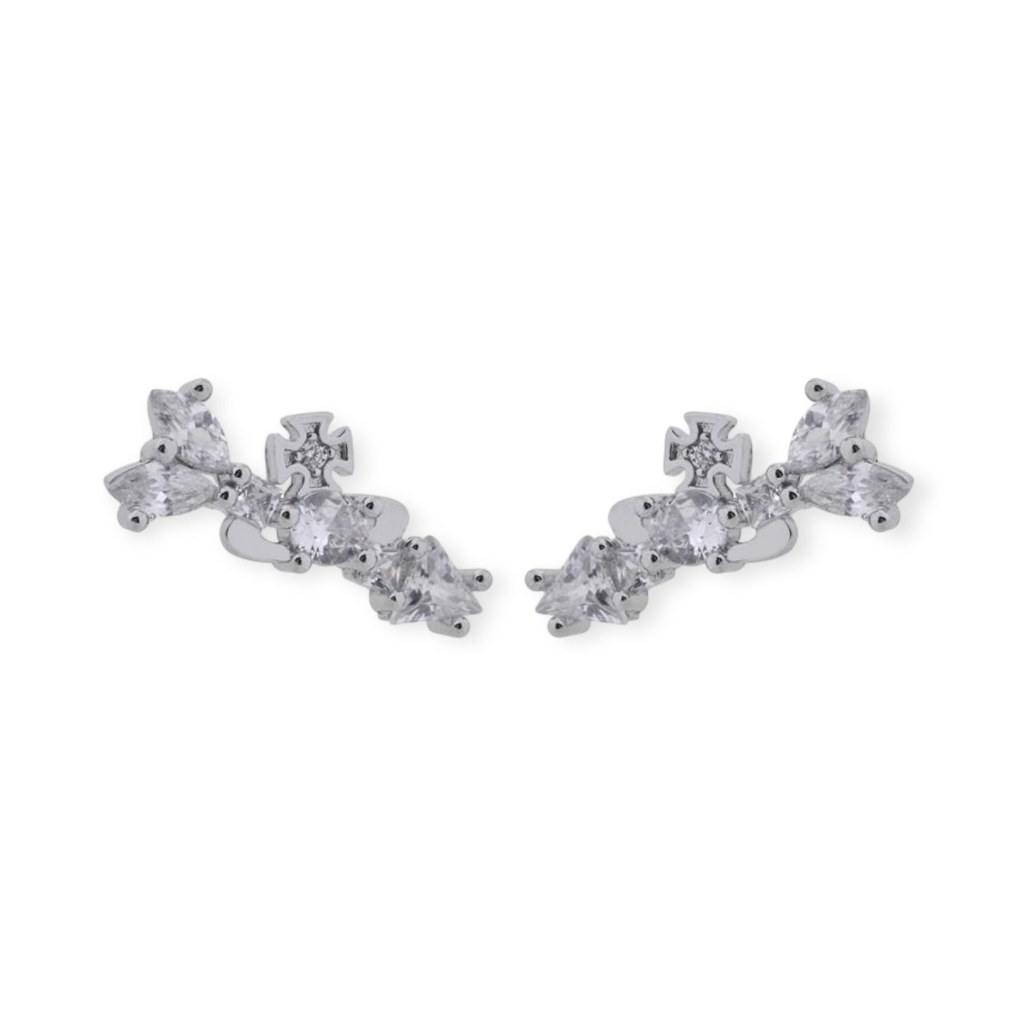 Multi Gem Abstract Arrow Design Pendant Earrings Gold & Silver (2 Colors)