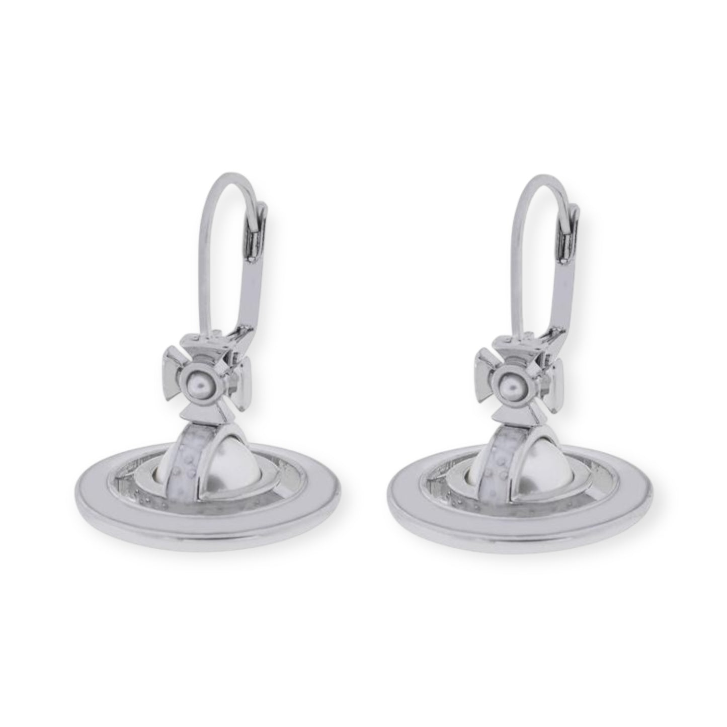Mini Pearl Orb Hanging Pendant Colored Rim Design Earrings (6 Colors)