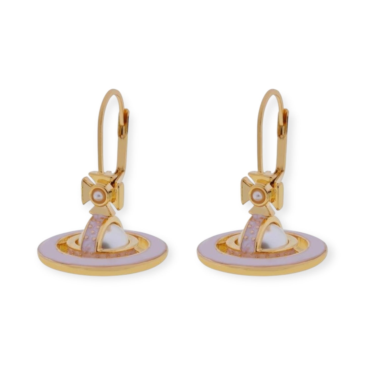 Mini Pearl Orb Hanging Pendant Colored Rim Design Earrings (6 Colors)