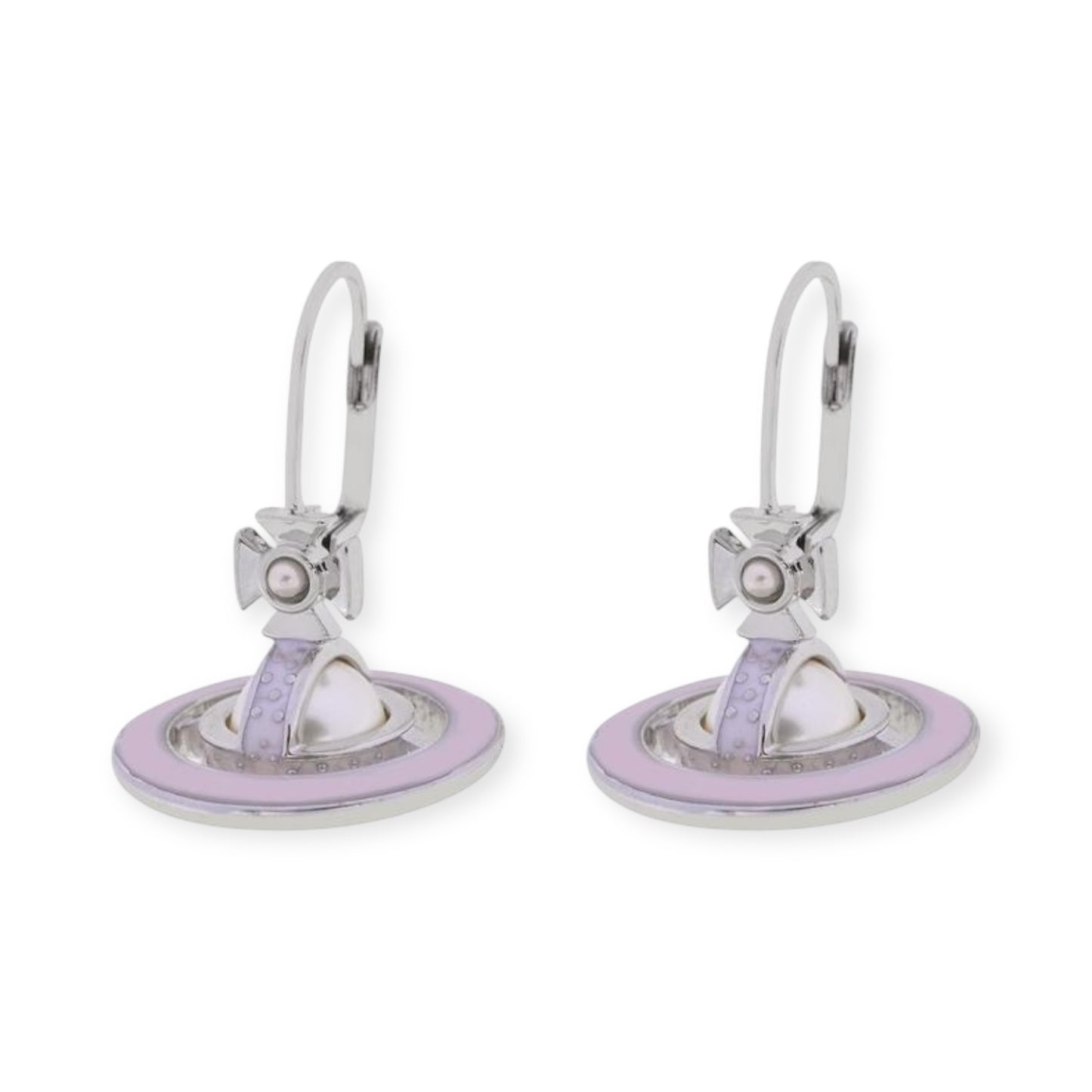 Mini Pearl Orb Hanging Pendant Colored Rim Design Earrings (6 Colors)