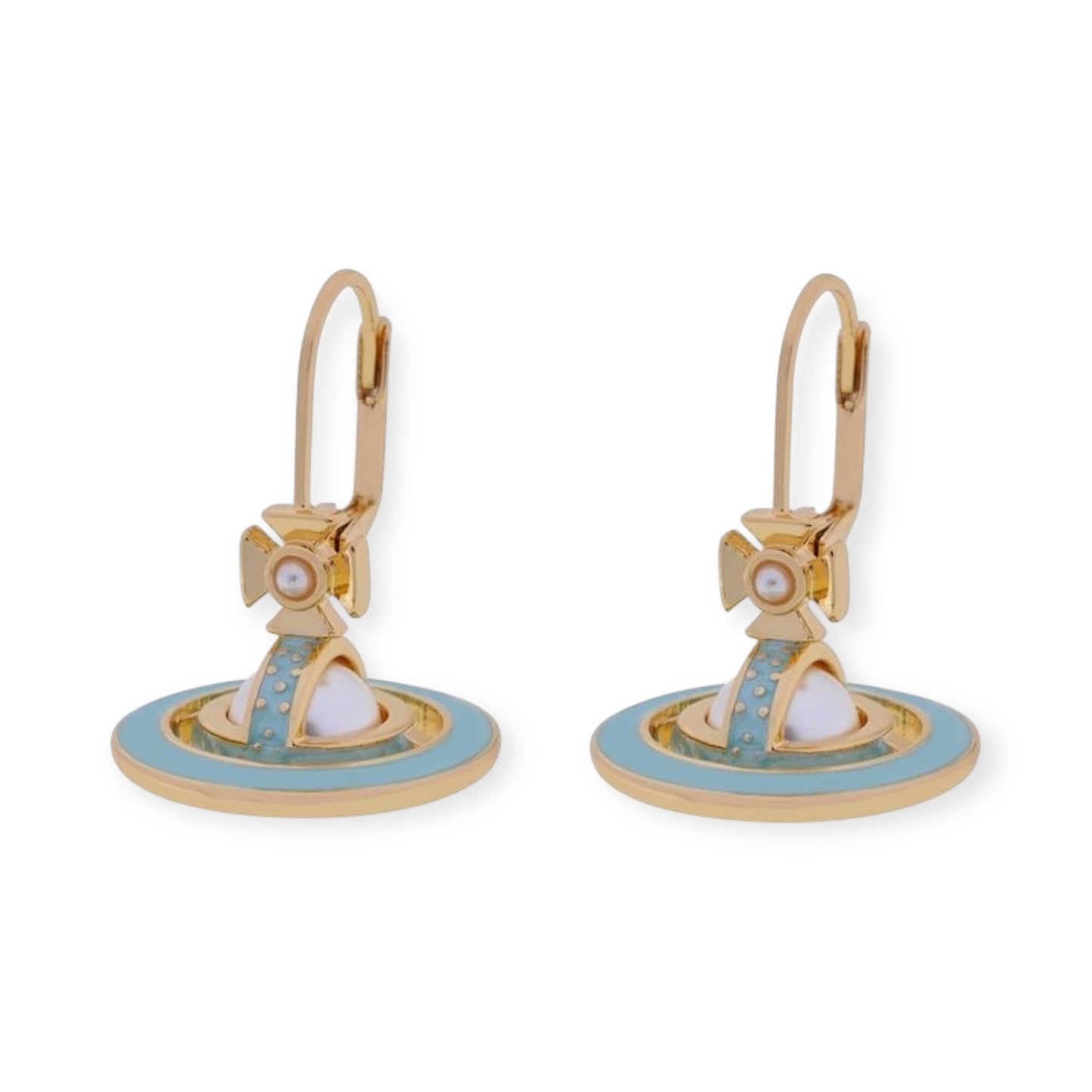 Mini Pearl Orb Hanging Pendant Colored Rim Design Earrings (6 Colors)