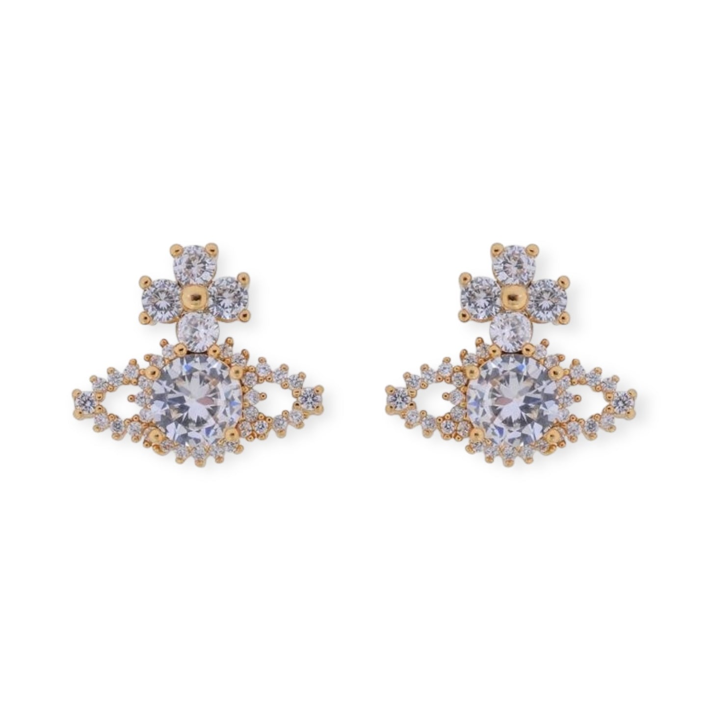 Crystallised Abstract Gem Studded Pendant Orb Stud Earrings (6 Colors)