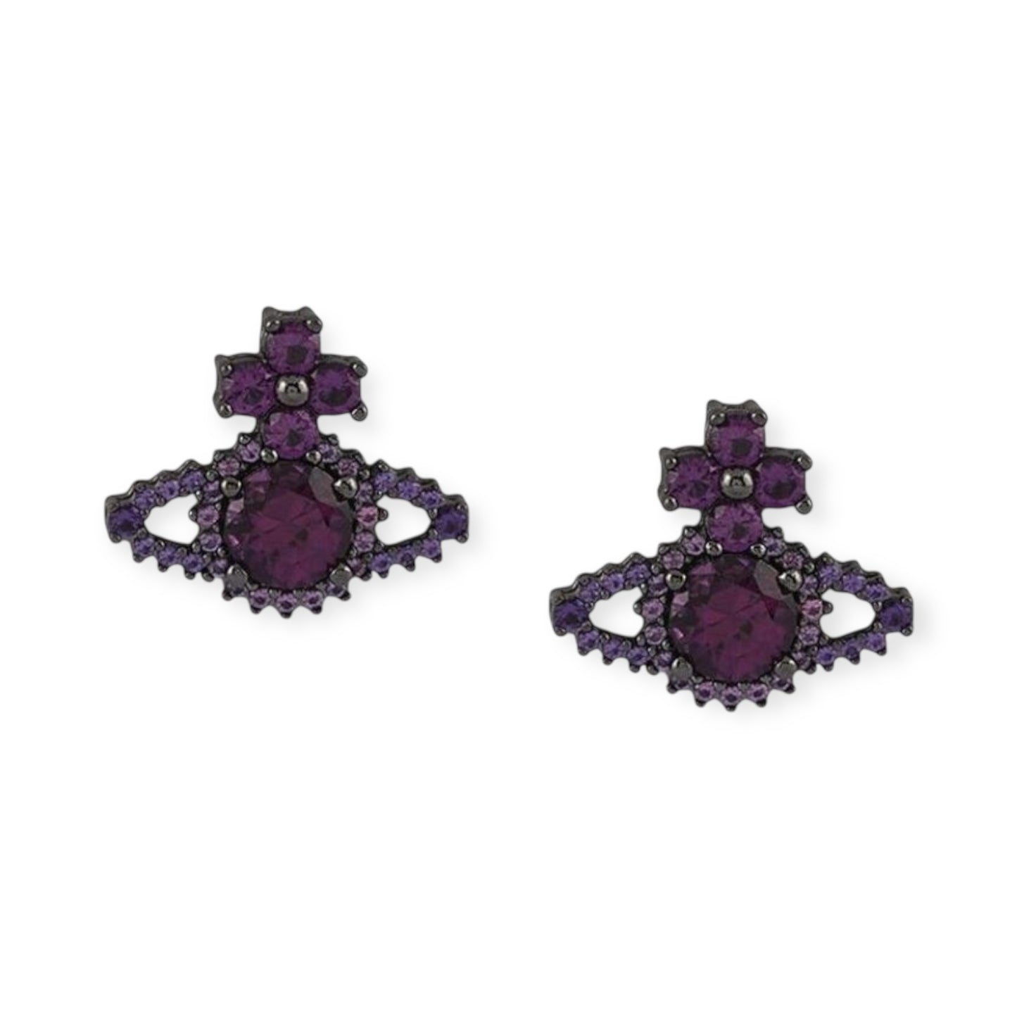 Crystallised Abstract Gem Studded Pendant Orb Stud Earrings (6 Colors)