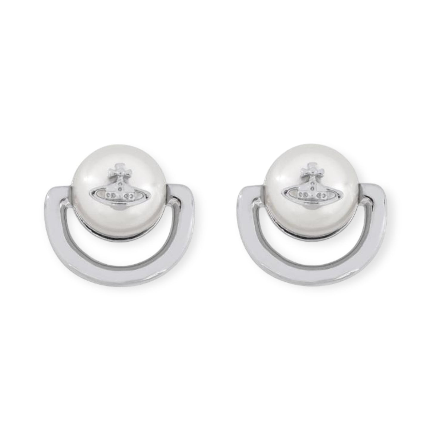 Pierced Pearl Orb Design Necklace Gold & Silver Stud Earrings (2 Colors)