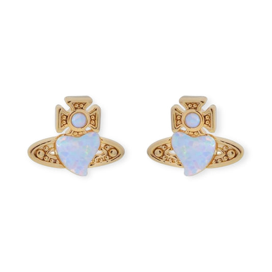 Mini Heart Orb Iridescent Design Pendant Stud Earrings (3 Colors)