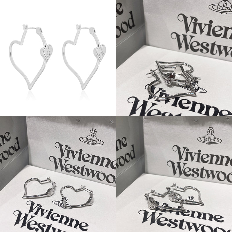 Hooped Heart Shaped Orb Engraved Pendant Earrings (4 Colors)