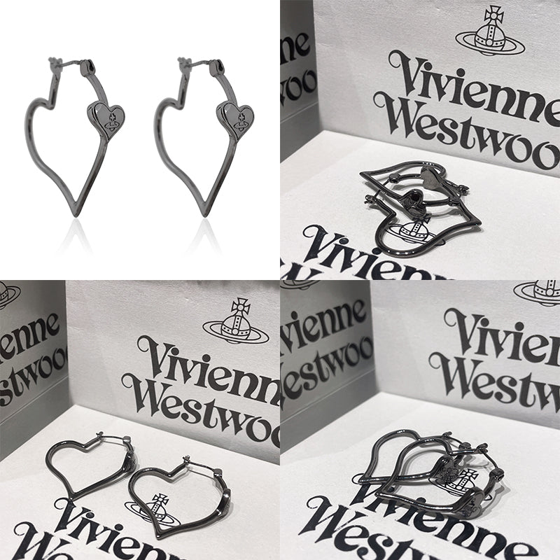 Hooped Heart Shaped Orb Engraved Pendant Earrings (4 Colors)