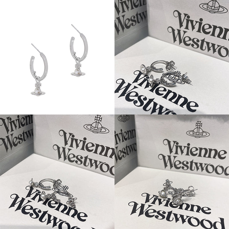 Mini Orb Hanging Pendant Hooped Earrings (3 Colors)