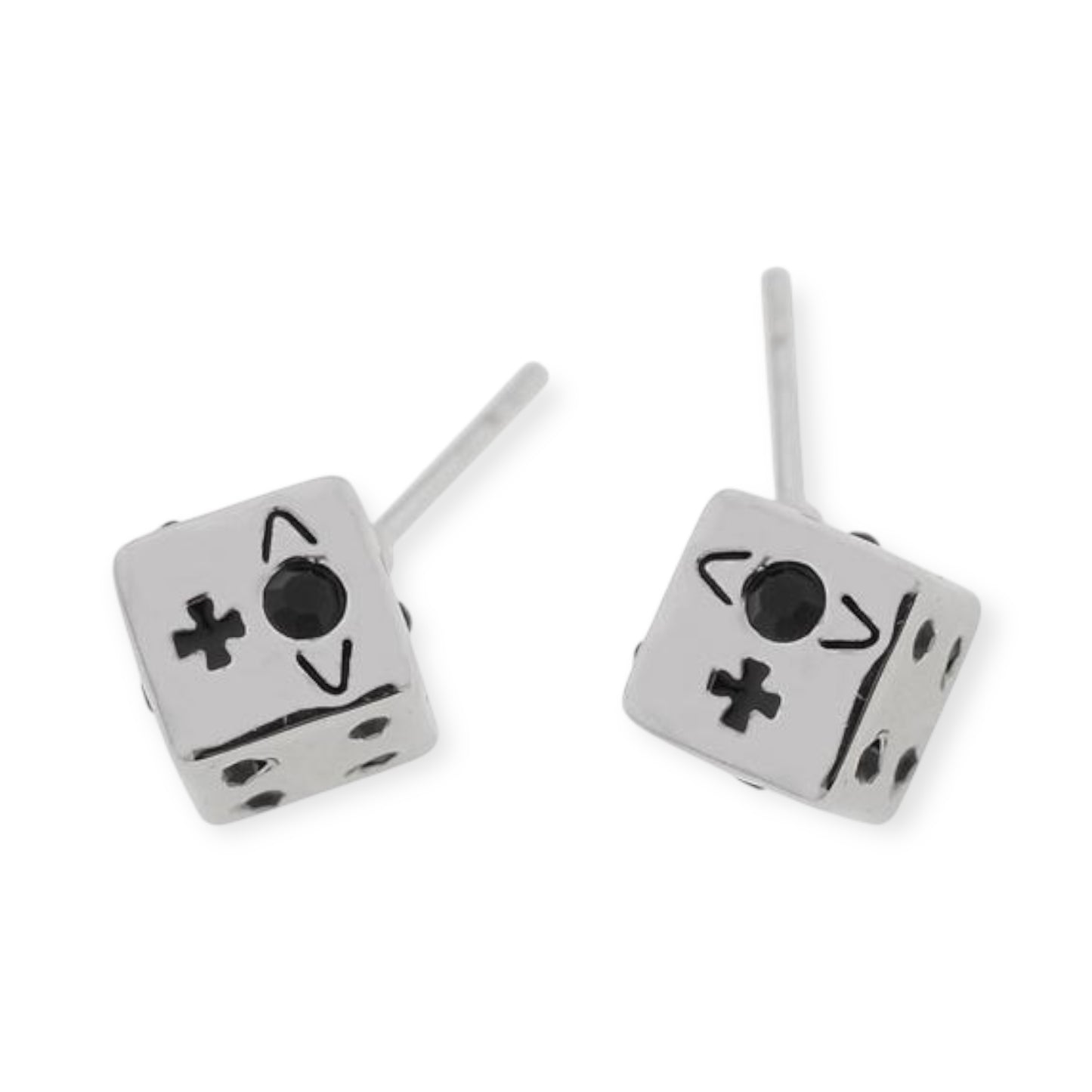 Dice Design Engraved Orb Pendant Earrings (4 Colors)