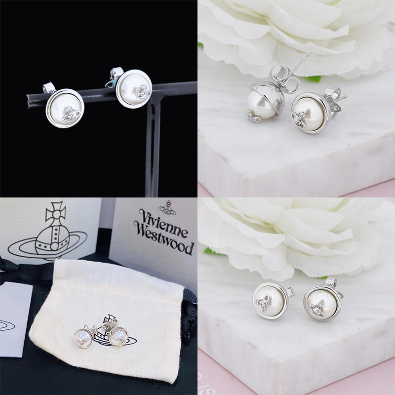 Pearl Orb Pendant Design Gold & Silver Stud Earrings (2 Colors)