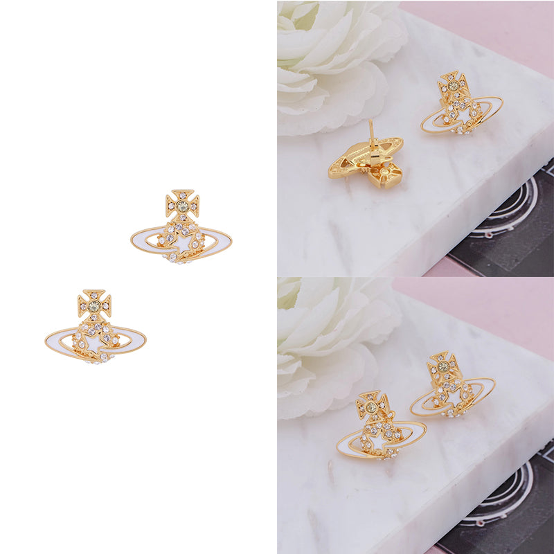 Shooting Star Mini Gem Studded Orb Pendant Stud Earrings (5 Colors)
