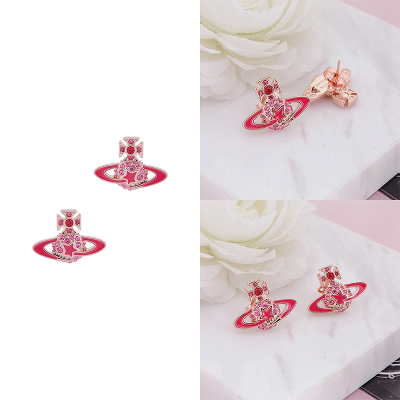 Shooting Star Mini Gem Studded Orb Pendant Stud Earrings (5 Colors)