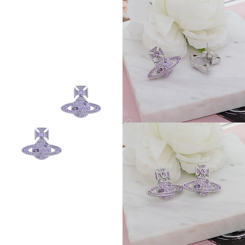 Colored Multi Gemstone Orb Pendant Stud Earrings (6 Colors)